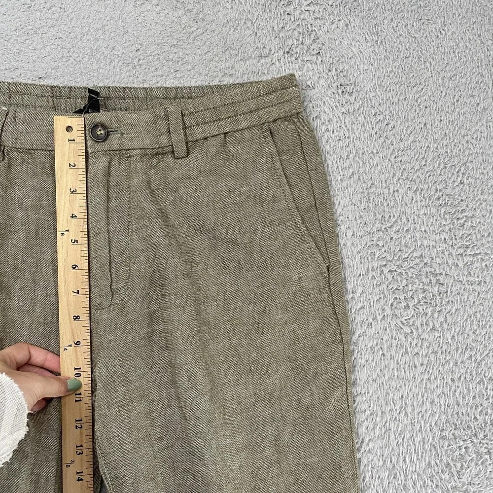Banana Republic Mason Pants Mens 34x28 Green Linen Cotton Athletic Taper Chino